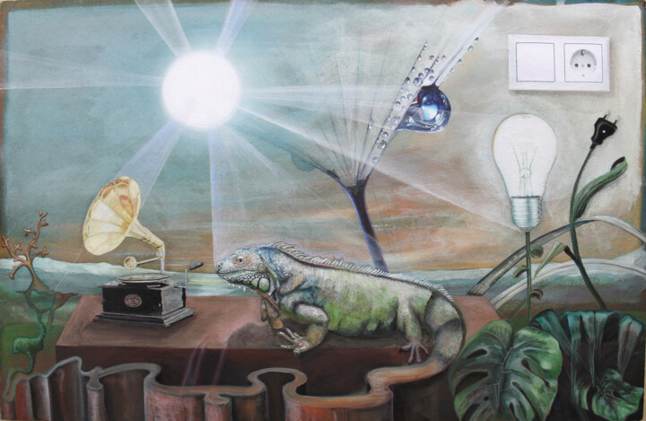 Die multidimesionale Seele im Hologramm 绘画, 25.2x39 in