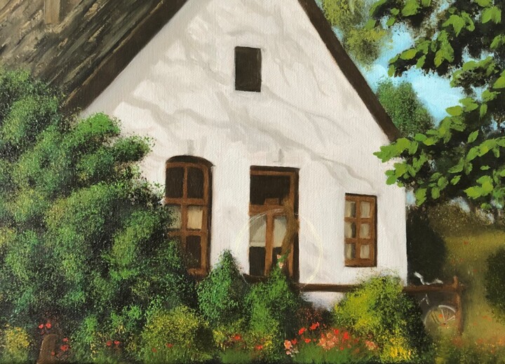 Schilderij getiteld "Golden Glow: "Summe…" door Fabienne Hofstede, Origineel Kunstwerk, Olie