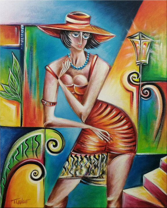 Woman Chillout #M247 绘画, 19.7x15.8 in