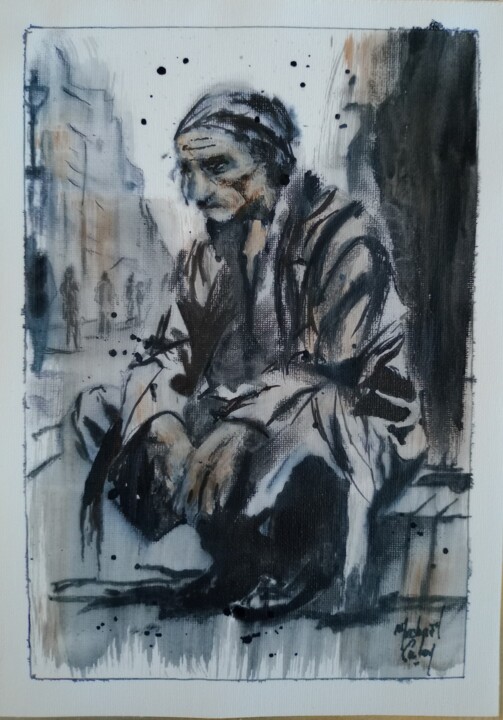 Le mendiant 绘画, 11.7x8.3 in