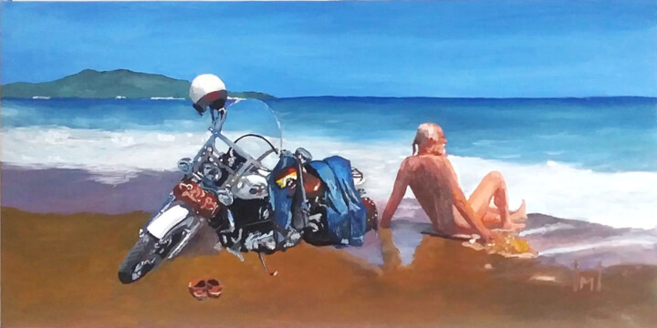 "Neptun is a Harley Rider" 绘画, 11.8x23.6 in