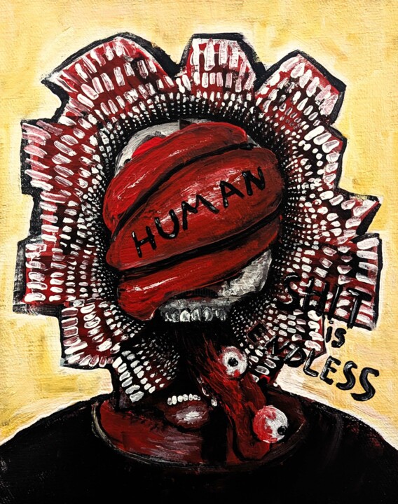 Painting titled "Human shit is endle…" by Vaxo Lang, Original Artwork, Acrylic
