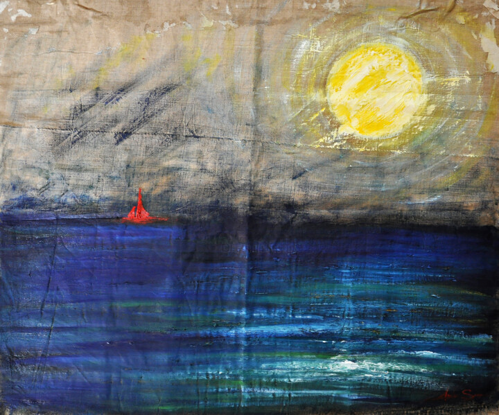 Painting titled "Verso l'orizzonte e…" by Andrea Speziali, Original Artwork, Oil