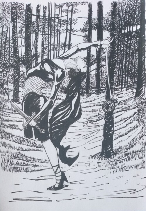 Adepte de la forêt Drawing, 10x7 in