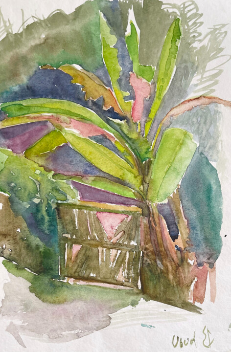 Morning in Ubud 绘画, 13.8x9.5 in