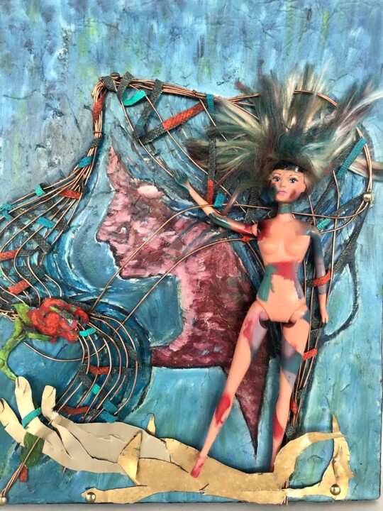 femme aux cheveux bleus