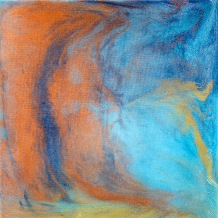 Painting titled "Gouden wind" by Barbara De Kort, Original Artwork, Resin