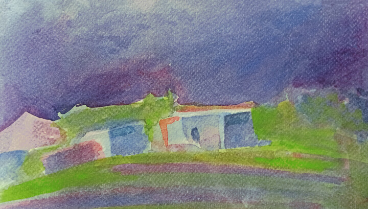 Картина под названием "Storm in Ubud" - Katrin Rymsha, Подлинное произведение искусства, Акварель