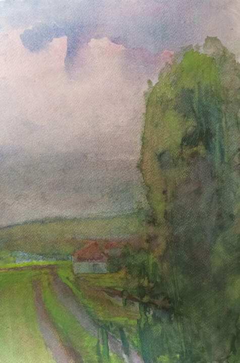 Evening in Ubud Painting, 13.8x8.9 in
