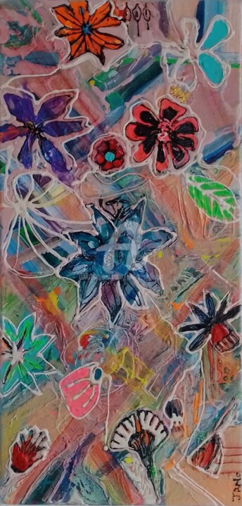 Childhood in Floral Painting, 15.8x7.9 in