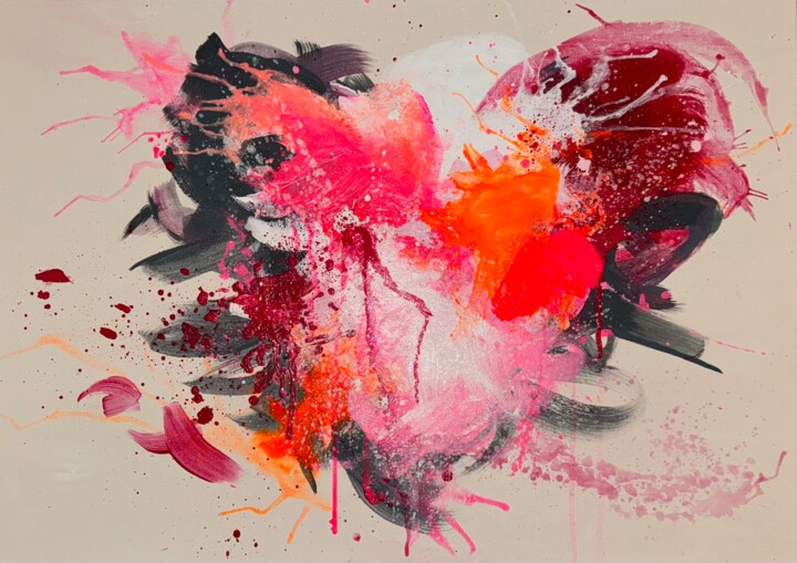 Schilderij getiteld "Harmony of Hearts:…" door Isa Wulfers, Origineel Kunstwerk, Acryl