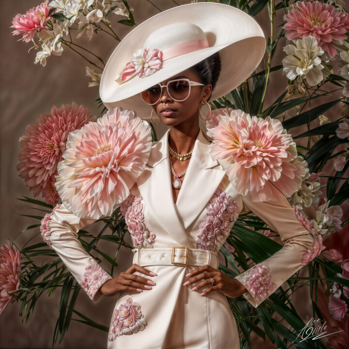 Esplendor Floral en Rosa Pálido: Susurros de Vogue 数字艺术