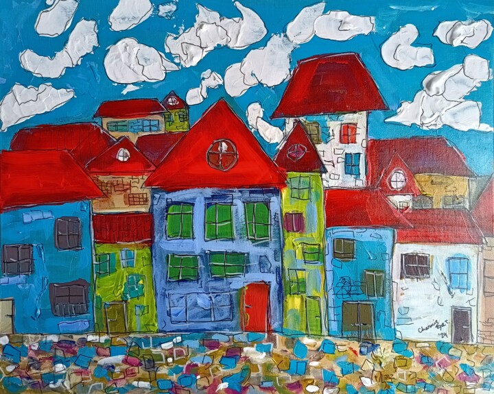 Potemkin village 绘画, 15.8x19.7 in