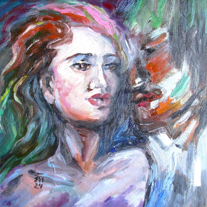 Beloved Abstract Original oil painting Contemporary Modern 绘画, 11.8x11.8 in