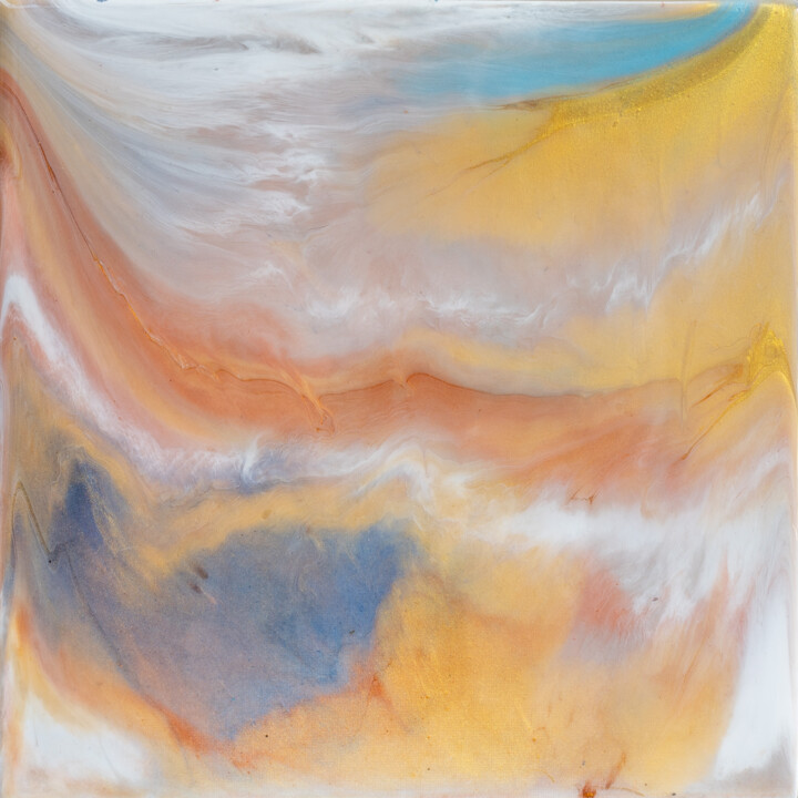 Painting titled "Gouden uur" by Barbara De Kort, Original Artwork, Resin