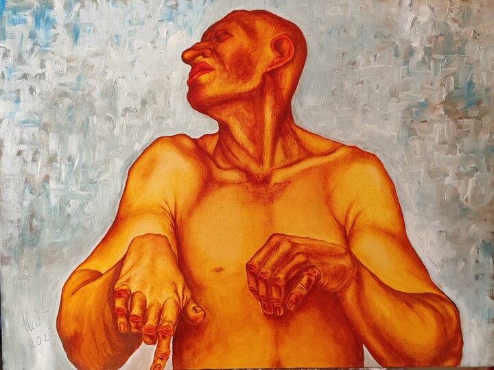 Painting titled "Der Engel" by Marat Isakowitsch, Original Artwork, Oil Mounted on Wood Stretcher frame