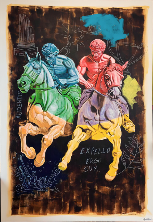 Malerei mit dem Titel "Life's a race" von Nihan Yilmaz (NHN), Original-Kunstwerk, Acryl