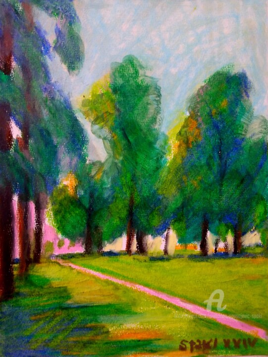 Vert, je t'aime vert Painting, 11.8x7.9 in