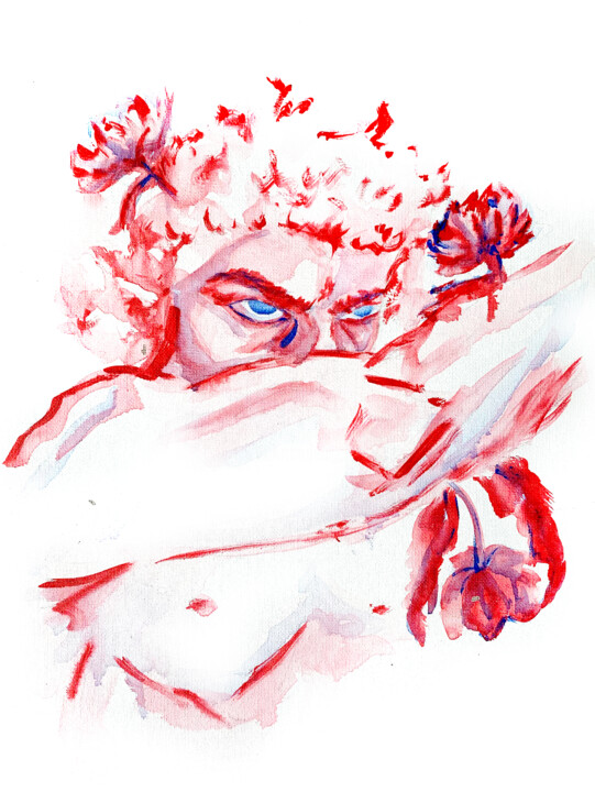 Fallen tear 绘画, 15.8x11.8 in