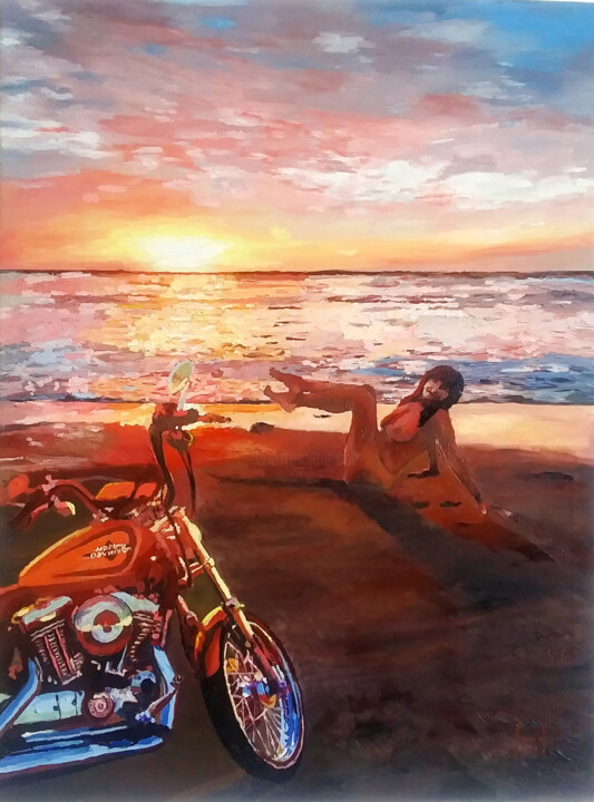 "Goldy At The Atlantic" 绘画, 23.6x15.8 in