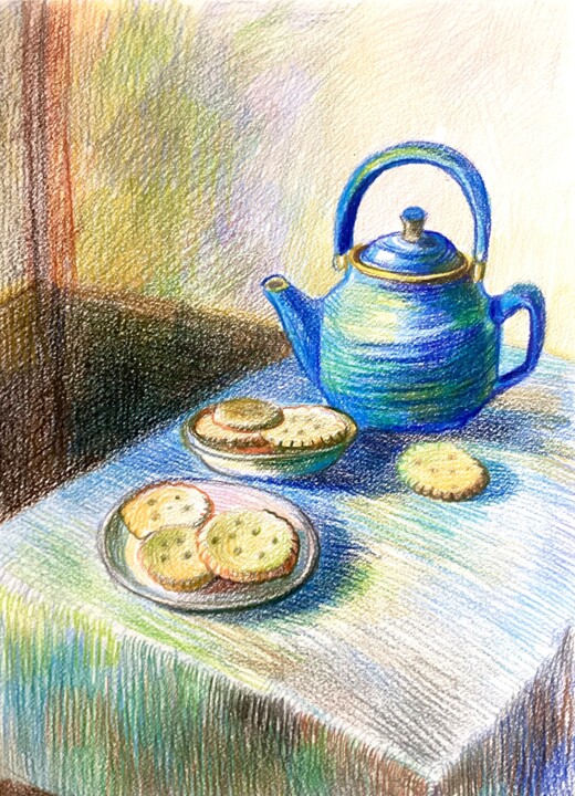 Still life with a teapot 图画, 11.6x8.3 in