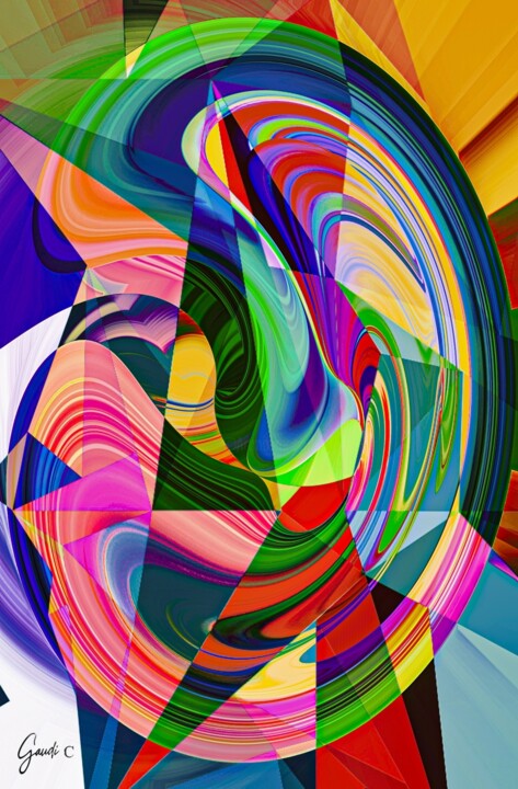 Digitale Kunst mit dem Titel "Comme un Kandinsky" von Gaudi .C, Original-Kunstwerk, 2D digitale Arbeit