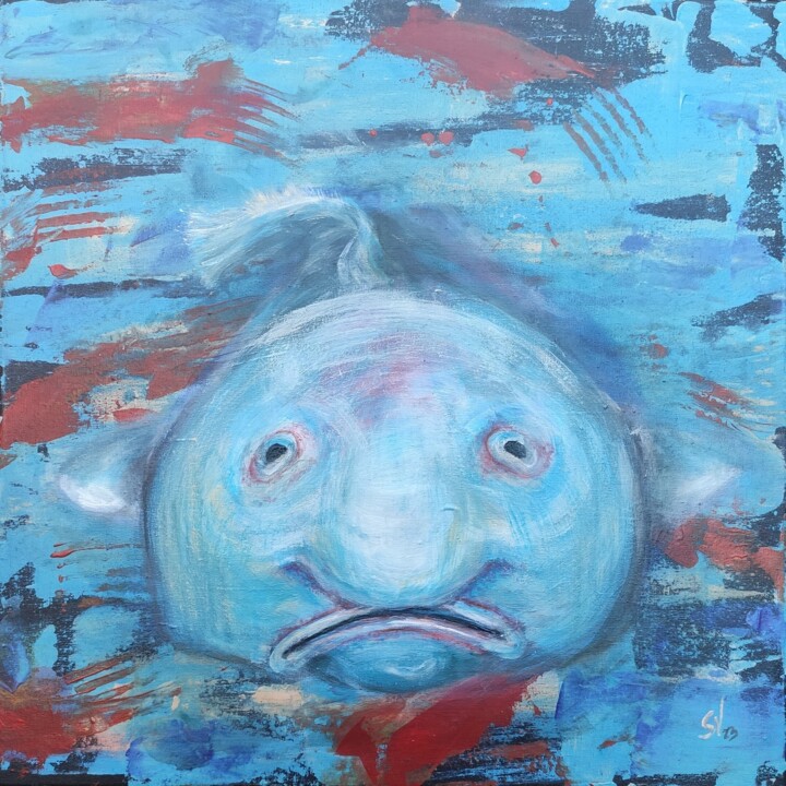 Sadness of Blobfish 绘画, 15.8x15.8 in