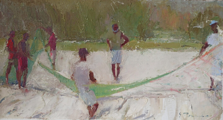 Картина под названием "Fishermen" - Katrin Rymsha, Подлинное произведение искусства, Масло