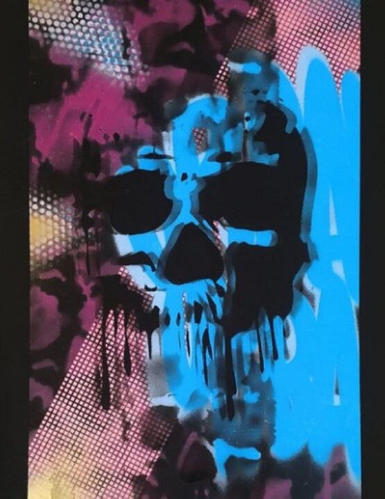 Live & Love (Skull Series) Glow Effect 绘画, 37.4x25.6 in