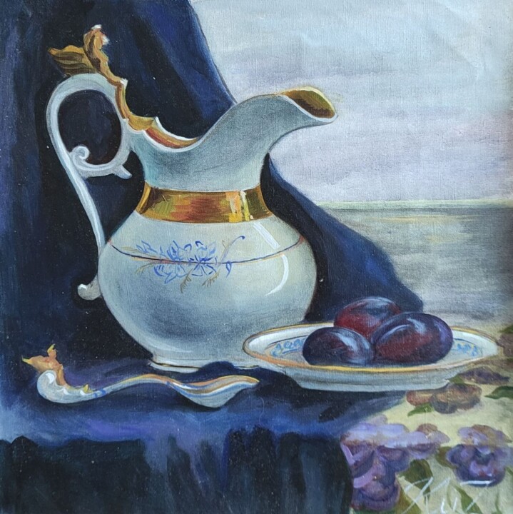 Original Plum Harvest Oil Painting 绘画, 9.8x9.8 in