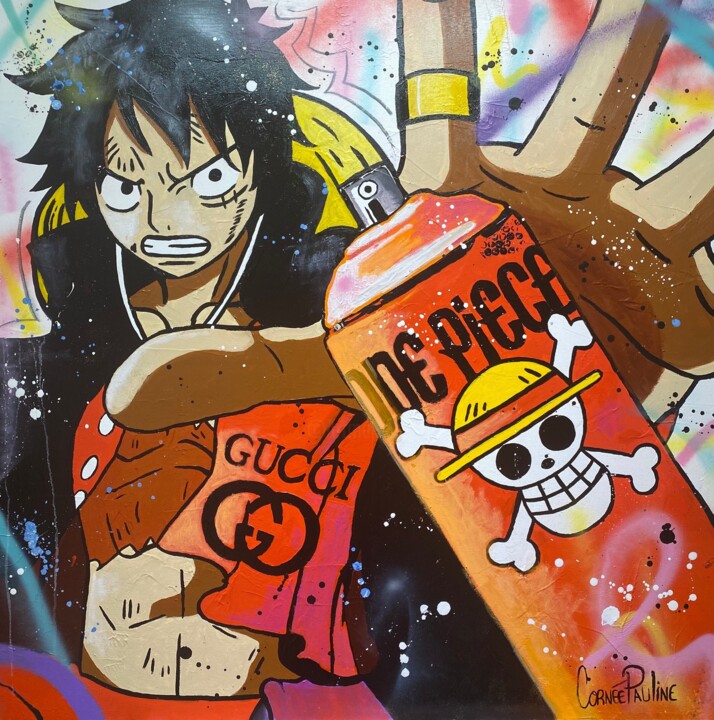 Luffy Red graffiti 绘画, 31.5x31.5 in