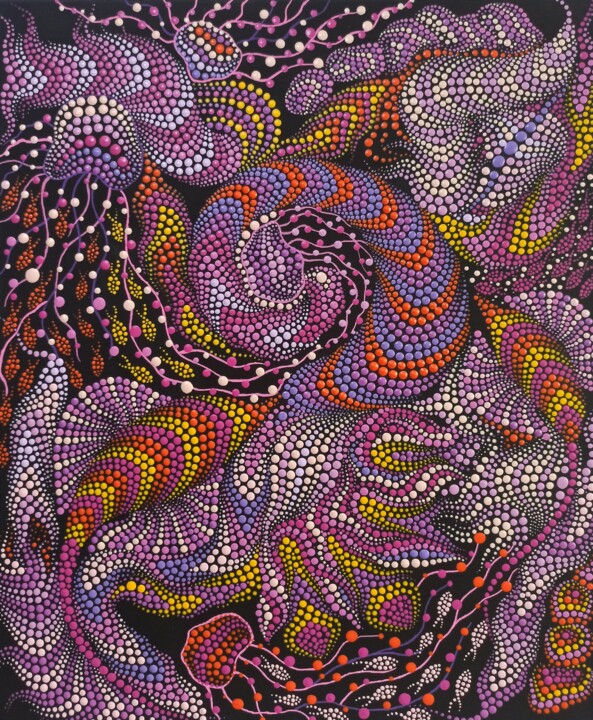 Pink Jellyfish 2 绘画, 23.6x19.7 in