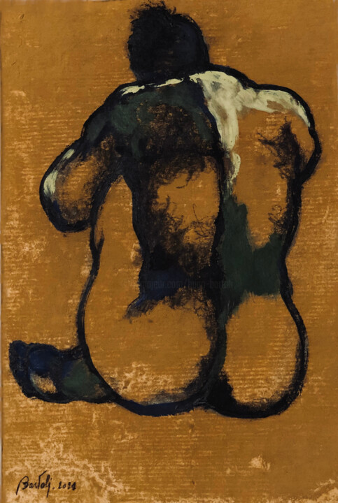 Looking back 绘画, 11.8x7.9 in