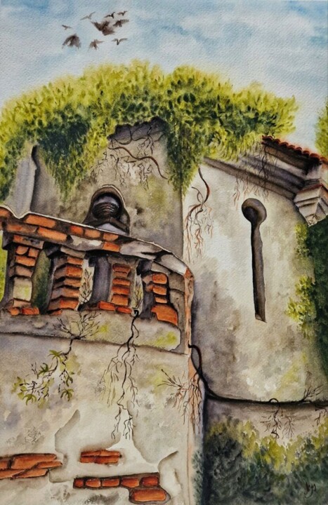 Bird palace 绘画, 21.5x14.2 in