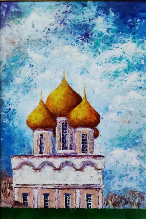 Pittura intitolato "Golden domes" da Svetlana Dushina, Opera d'arte originale, Olio