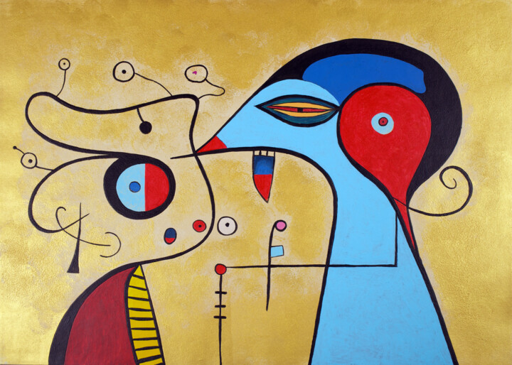 Meeting with a mentor (inspiration by Joan Miró) 绘画, 11.8x16.5 in