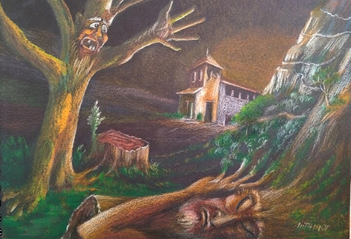 El árbol anciano abatido 图画, 8.3x11.6 in