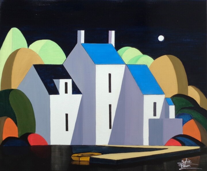 pleine lune 04 2024 绘画, 18.1x21.7 in