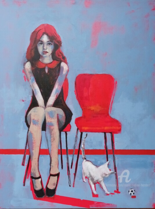 Peinture intitulée "Série Gris et Rouge…" par Marie Andrée Hembert, Œuvre d'art originale, Acrylique
