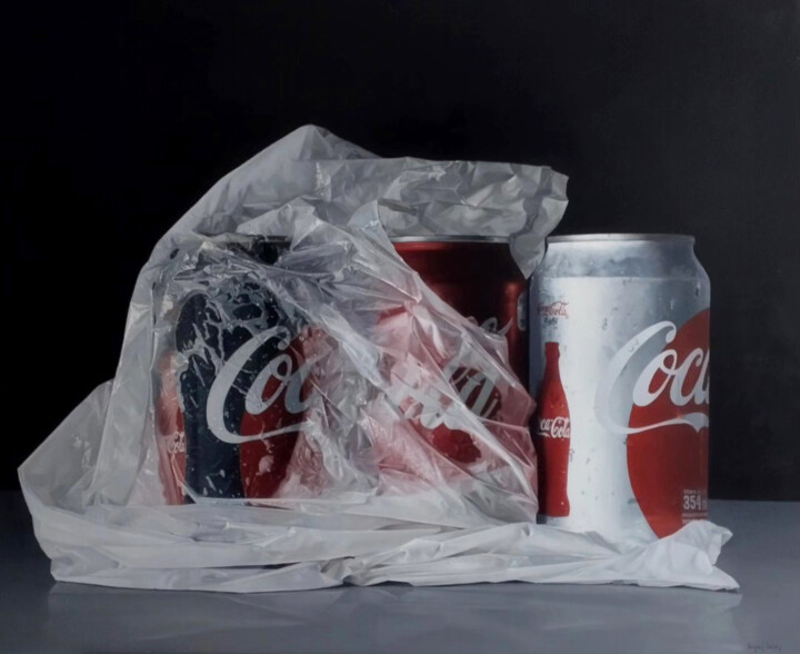 "Obsesivo deseo" (Tres latas) 绘画, 31.5x39.4 in