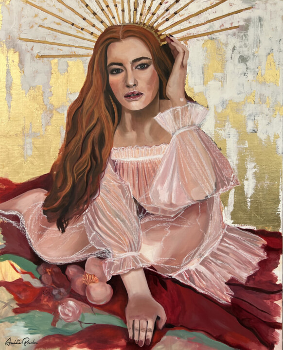 Painting titled "INCANDESCENTE" by Amélie Bourbon, Original Artwork, Oil Mounted on Wood Stretcher frame