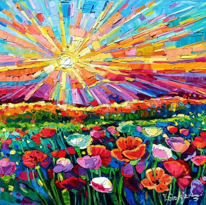 Poppies field 4 绘画, 19.7x19.7 in