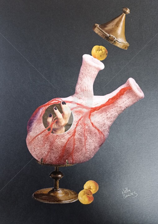 Collages intitulée "Sous la surface" par Nelly Sanchez, Œuvre d'art originale, Collages