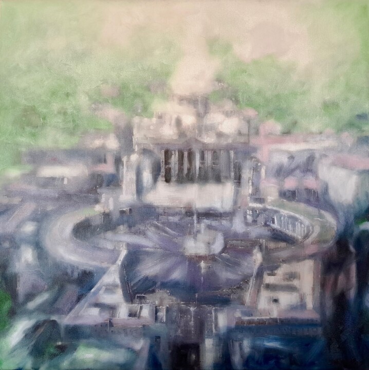 Painting titled "Vatican Splendor fr…" by Svetlana Bellon, Original Artwork, Oil Mounted on Wood Stretcher frame