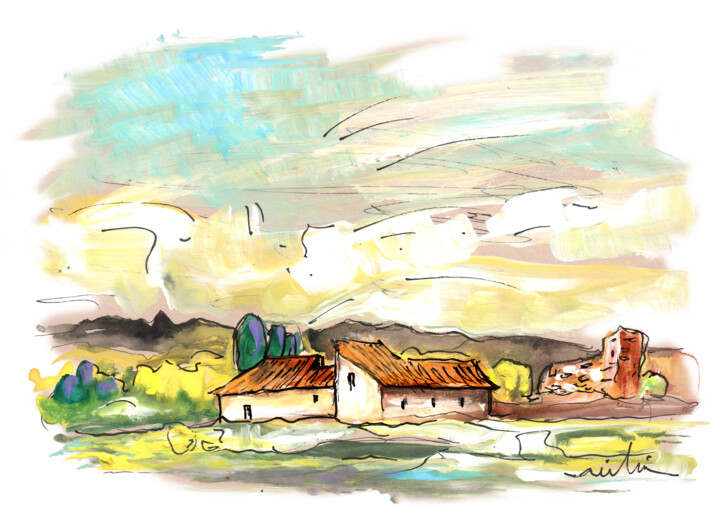 Landscape Of Aragon 06 绘画, 5.9x8.3 in