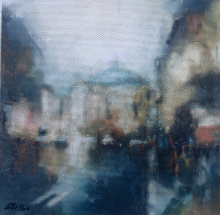 Painting titled "Opera in Paris" by Svetlana Bellon, Original Artwork, Acrylic Mounted on Wood Stretcher frame