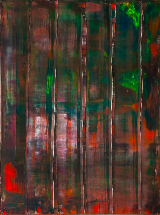 Malerei mit dem Titel "No. 1453_Forest" von Guido Lötscher, Original-Kunstwerk, Öl Auf Keilrahmen aus Holz montiert