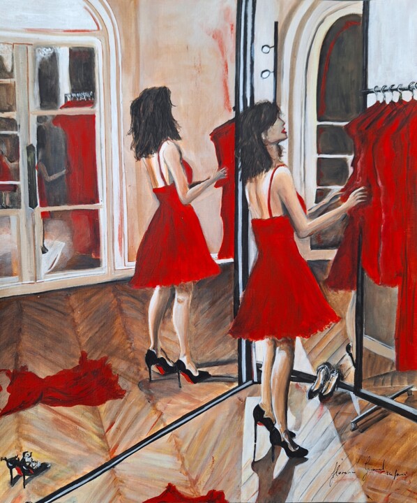 La robe rouge Painting, 19.7x16.5 in