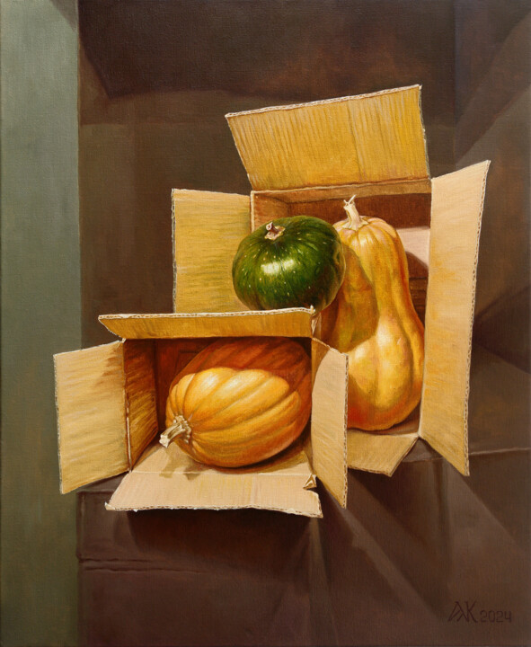 Malerei mit dem Titel "Hide-and-seek" von Andrii Zhukov, Original-Kunstwerk, Öl