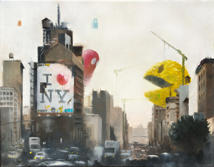 Painting titled "Game Over" by Waynester, Original Artwork, Oil